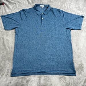 Peter Millar Carl Performance Polo Mens XXL Floral Jacquard Shirt Blue Stretch